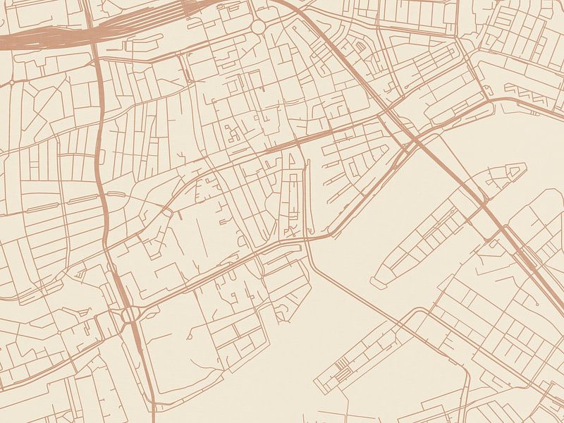 Terracotta style map of Rotterdam Centrum by De Kaartenwinkel