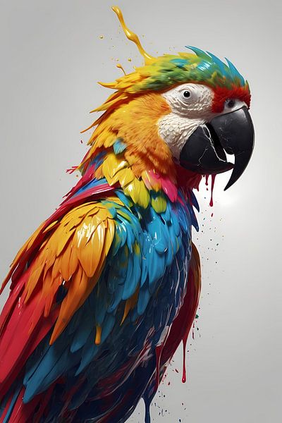 Abstrakte Farbexplosion Papagei Kunst von Art & Soul Creations