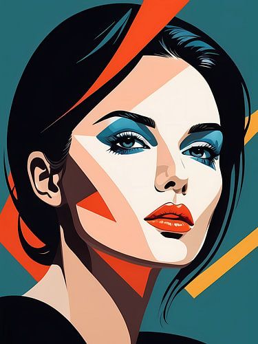 Pop Art Woman Portrait Abstract Geometric Art