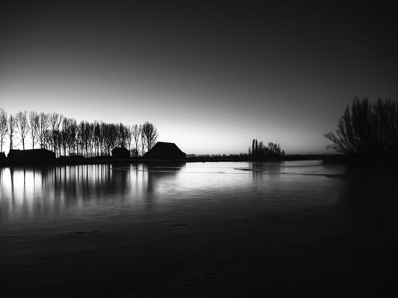 Ochtendgloren Zwartwit Landschap van Cynthia Bil