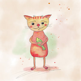 Trotse vangst  Dierenillustratie van Anita Gewald