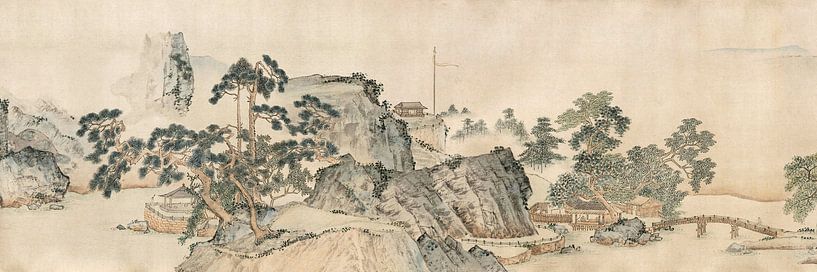 Dai Jin,Small Bridge Flowing Water Family, Chinese Landscape by finemasterpiece