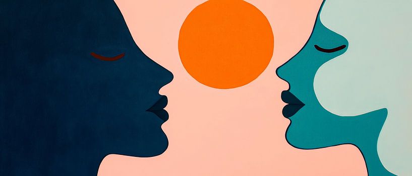 Les contours du visage en dialogue - Jeu de couleurs par Poster Art Shop