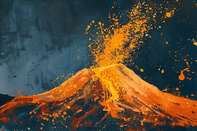 Abstract schilderij van vulkaanuitbarsting van Art & Soul Creations