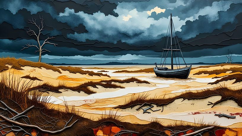 small sailing boat in the dunes by Nick Wendt
