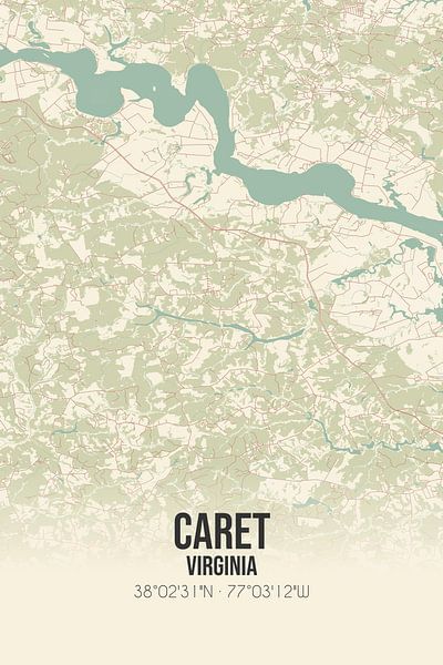 Vintage map of Caret (Virginia), USA. by Prints of Place