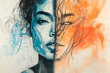 Duality of colours - facial art by Poster Art Shop