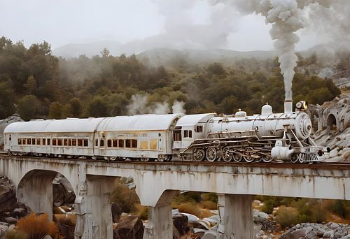 Witte stoomlocomotief