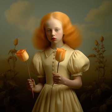 Girl with roses by Ton Kuijpers