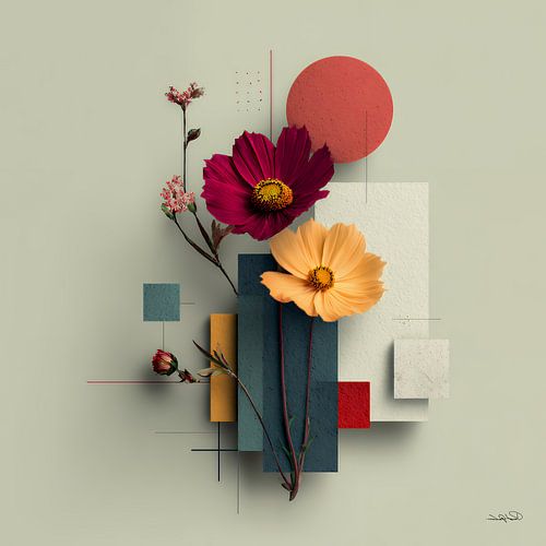 Abstract met bloemen