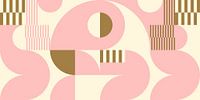 Abstracte retro geometrische kunst in goud, roze en gebroken wit nr. 14 van Dina Dankers thumbnail