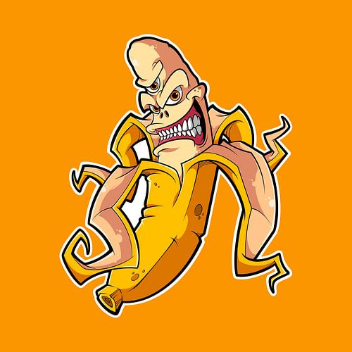 spooky banana-cartoon character wall art