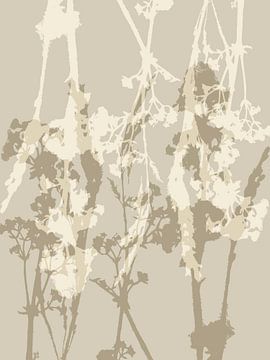 Minimalistische botanische kunst in zachte neutrale kleuren van Dina Dankers