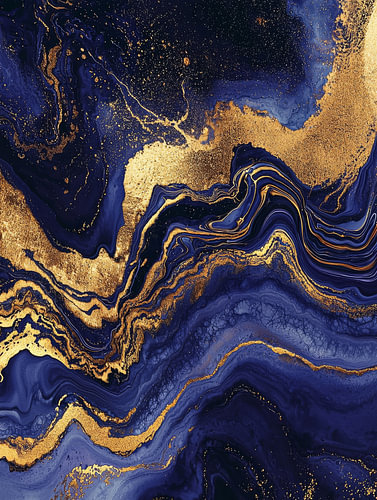 Deep blue marble with golden veins