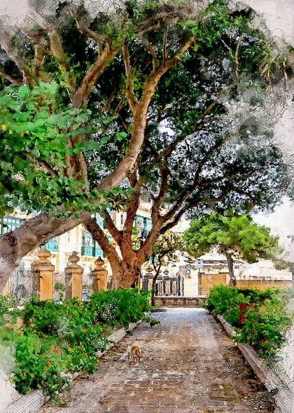 Malta Valetta stad aquarel schilderij #malta van JBJart Justyna Jaszke