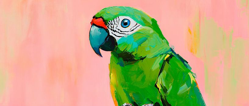Lebendiger Papagei vor sanftem Hintergrund von Poster Art Shop