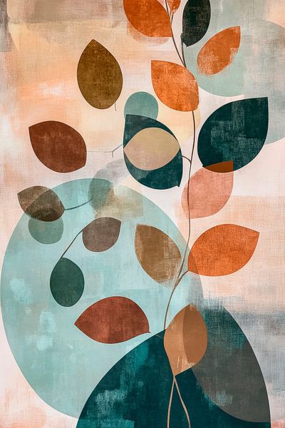 Colourful leaves over soft shapes by Poster Art Shop