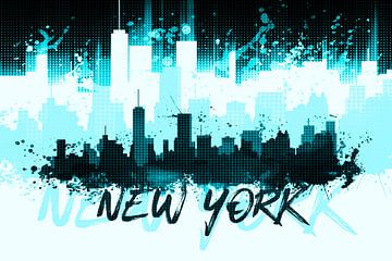 Graphic Art NYC Skyline Splashes II | türkis   von Melanie Viola