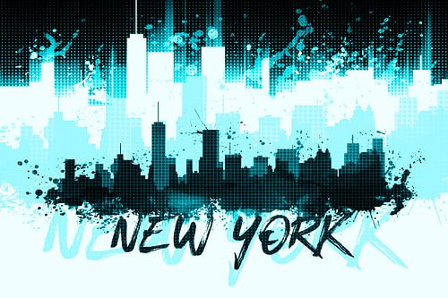 Graphic Art NYC Skyline Splashes II | türkis  