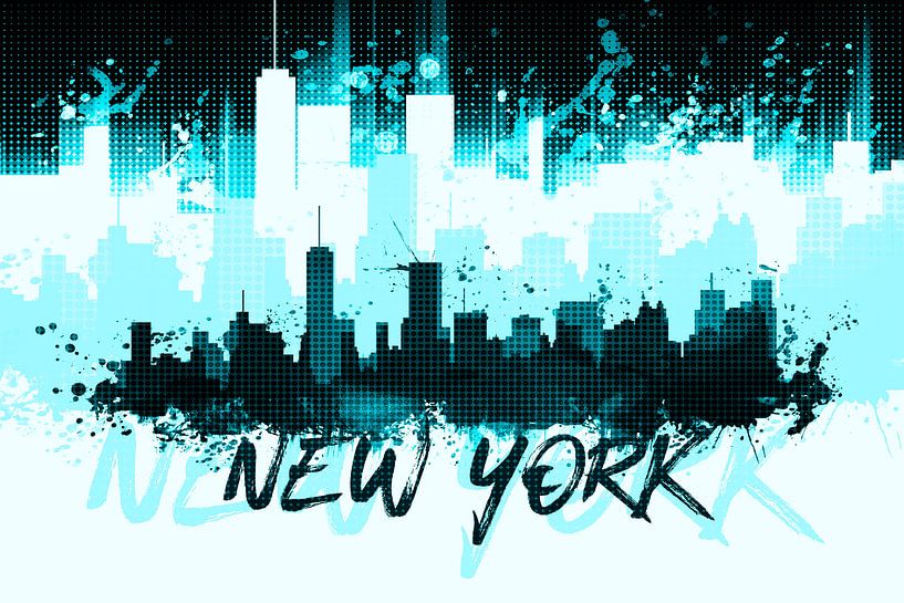 Graphic Art NYC Skyline Splashes II | türkis   par Melanie Viola