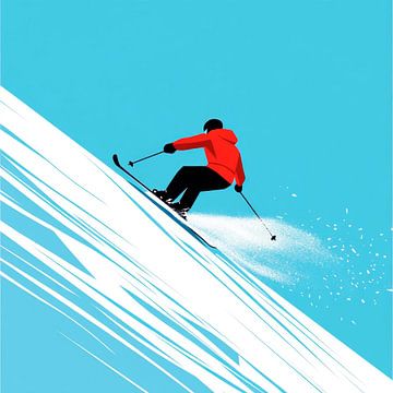 Skiërs op de piste van Poster Art Shop