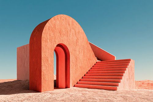 Terracotta Symmetrie – Minimalistische Mediterrane Architectuur