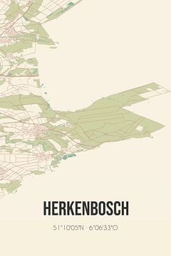 Vieille carte de Herkenbosch (Limbourg) sur Rezona