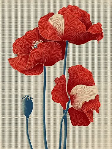 Poppy in block print