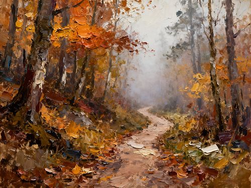 A misty morning in the autumn forest