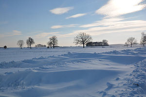 Schneeverwehungen bei Neukamp, Putbus, Insel Rügen