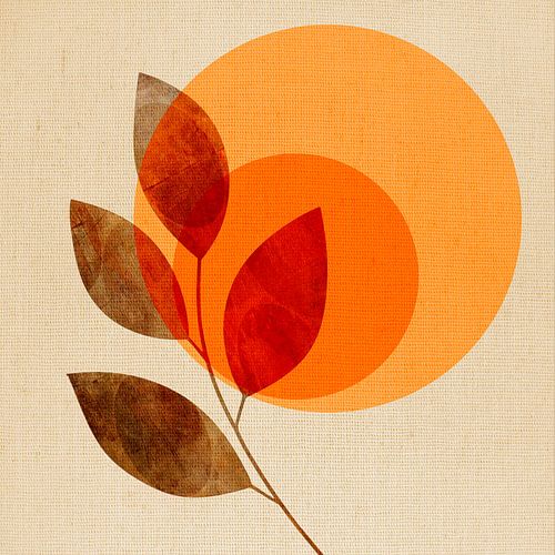 Abstracte herfstbladeren in warme oranje en bruine tinten van STUDIO ARTSY