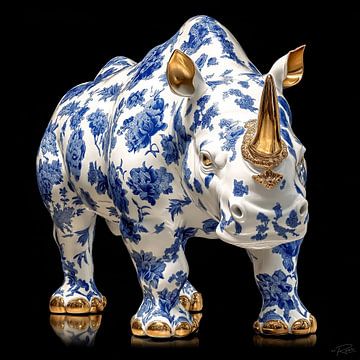 Majestic Delftware rhino van byRenzo