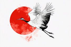 Grue en vol - Esthétique japonaise sur Poster Art Shop