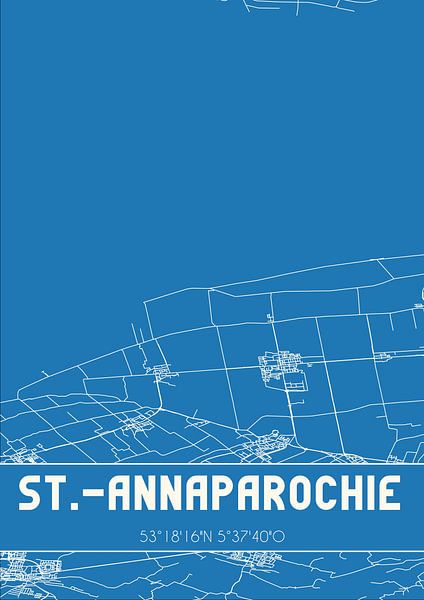 Blaupause | Karte | St.-Annaparochie (Fryslan) von Ortsdrucke