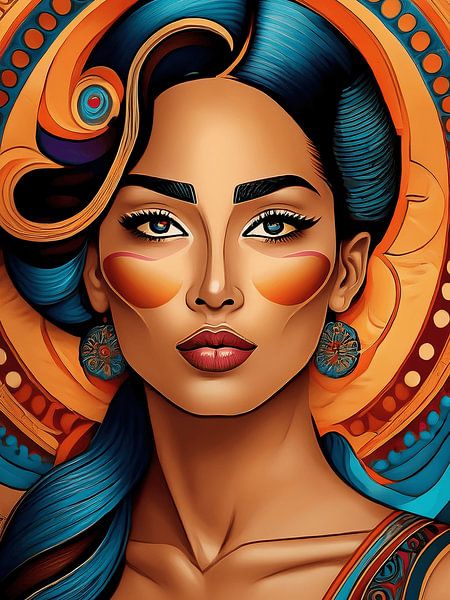 Pop Art Woman Portrait – Colorful Modern Digital Painting by Ruliyreed