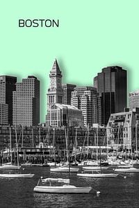 BOSTON Skyline | Graphic Art | mint green