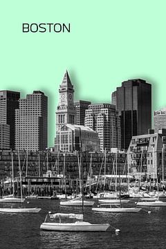 BOSTON Skyline | Graphic Art | mintgroen van Melanie Viola