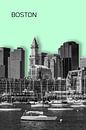 BOSTON Skyline | Graphic Art | mintgroen van Melanie Viola thumbnail