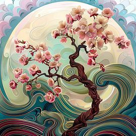 Bloeiende Boom onder de Maan van Close2you.design