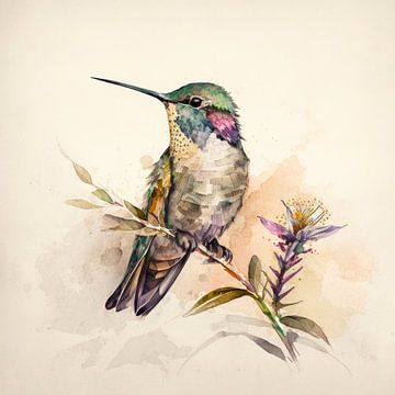 Kolibri Aquarell Aquarell Digitale Kunst Fantasie von Preet Lambon