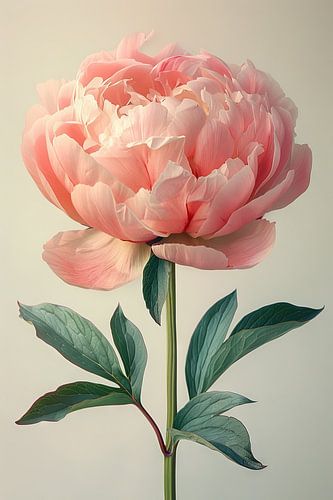 Elegante pioenroos met grote bloem in zachte tinten
