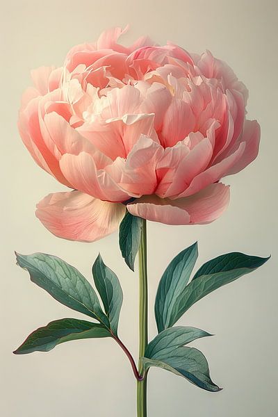 Pivoine élégante à grande fleur dans des tons doux par Poster Art Shop