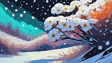 Winterblumen Bunte Fantasie Landschaft van Gabriella David