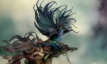 Oiseau fantastique "Paint it black" sur Harmanna Digital Art