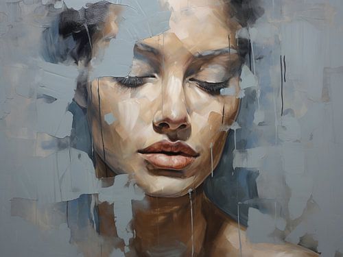 Tableau portrait abstrait - Décoration murale moderne