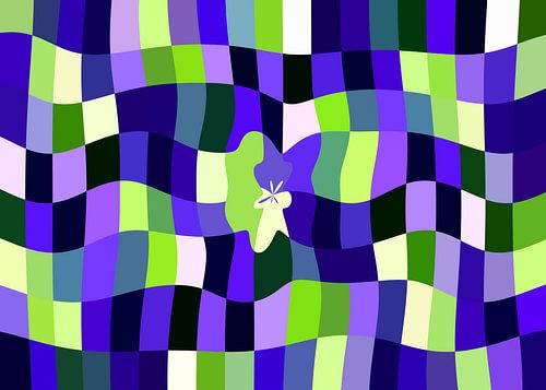 Cuby Club Blues (Modern Flat Pattern in Blue, Purple and Green