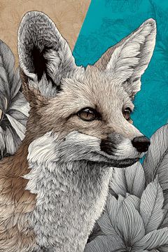 Fennek Vos dans le silence botanique