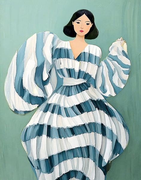 woman - dress with stripes von TW living