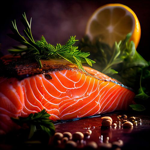 Freshly baked salmon