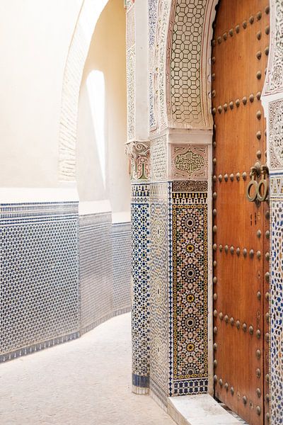 Wooden door in Morocco, medina of Fes (Fez) by Melissa Peltenburg